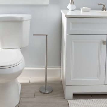 MODA AT HOME PORTE PAPIER TOILETTE LIRA AVEC FLIP POUR RÉSERVE NICKEL SATINÉ