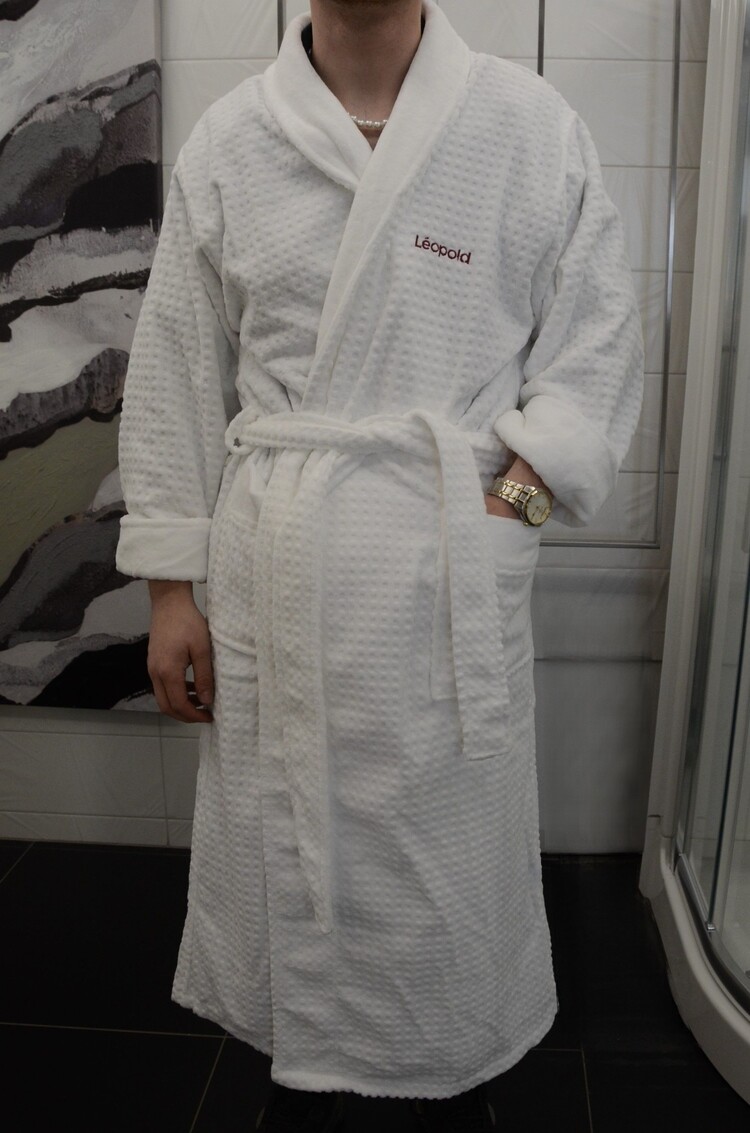 LEOPOLD Peignoir leopold terry velour en coton blanc  taille unique