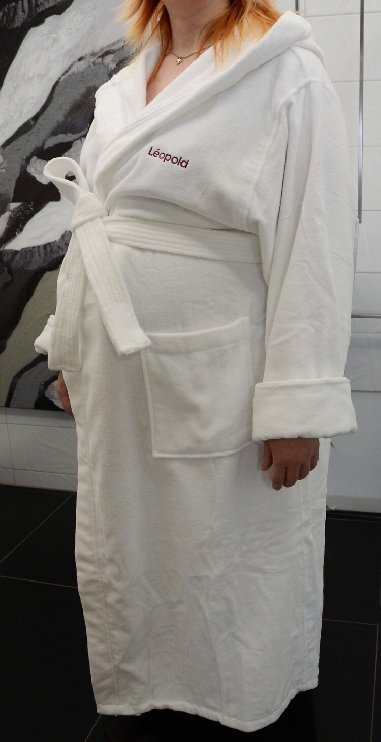 LEOPOLD Peignoir leopold terry velour à capuchon en coton blanc large/xlarge