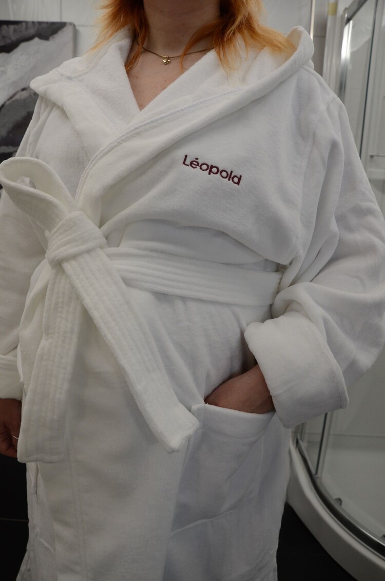 LEOPOLD Peignoir leopold terry velour à capuchon en coton blanc large/xlarge
