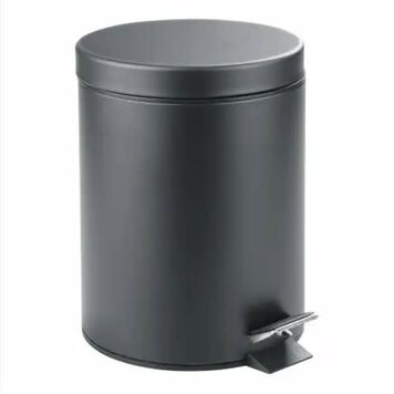 INTERDESIGN Poubelle step ronde avec couvercle gris mat 5l