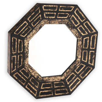 VERTUU Miroir zeke octogonal noir/or 30x3x30
