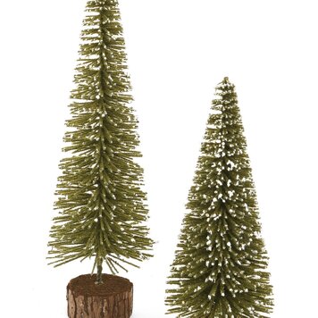 ADV Petit sapin sur tronc 14po vert/blanc