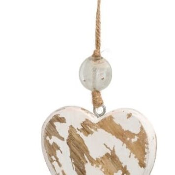 ADV Petit ornement coeur bois naturel/blanc