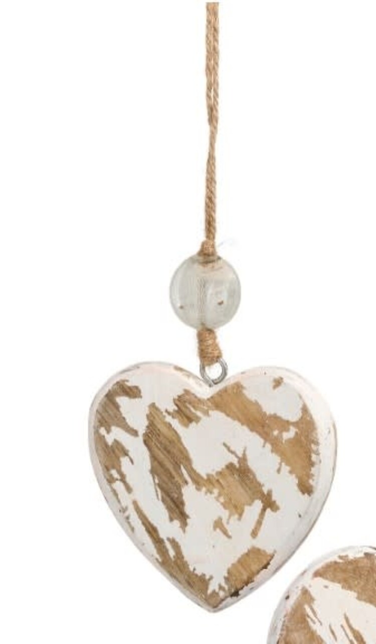 ADV Petit ornement coeur bois naturel/blanc