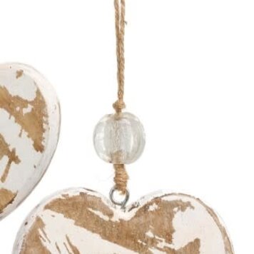 ADV Grand ornement coeur bois naturel/blanc