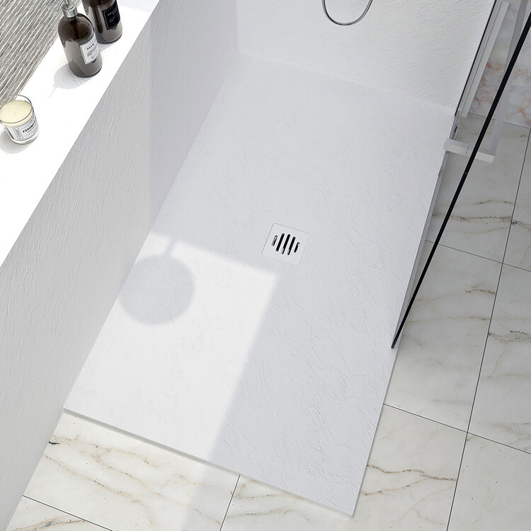 ZITTA Base slate 48 x 36 drain central blanc mat