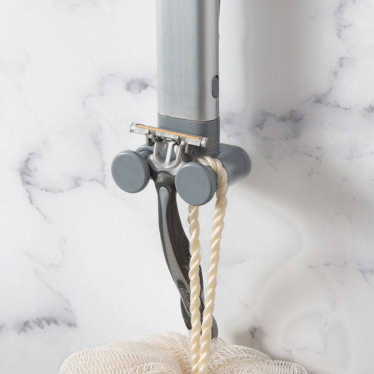 MODA AT HOME Caddy de douche avec 3 paniers ajustable aluminium et blanc