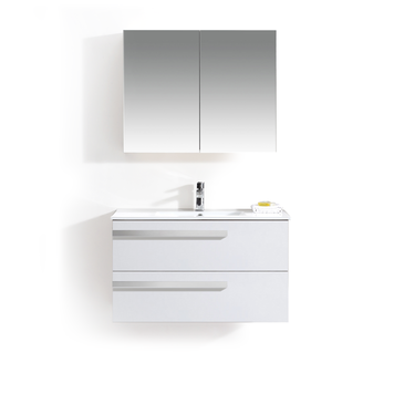 LIGANO Vanite saphir 39po blanche dessus porcelaine blanc mono