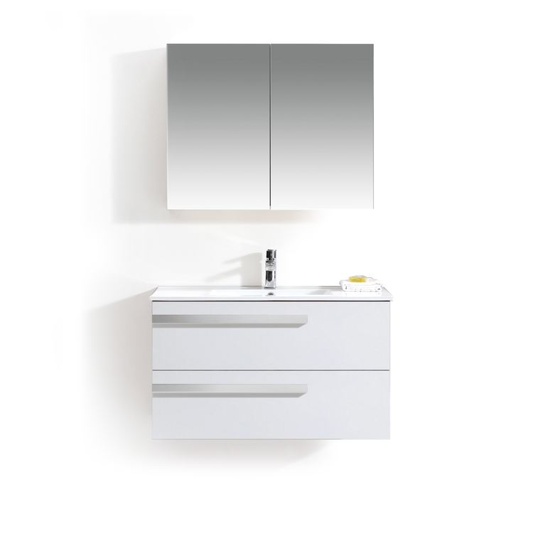 LIGANO d- Vanite saphir 48po blanche dessus porcelaine blanc mono