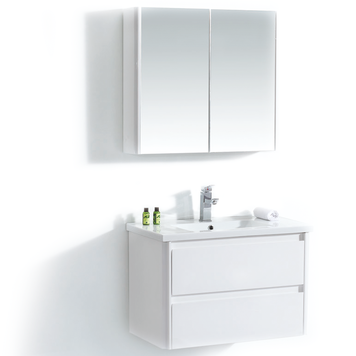 LIGANO Vanite perle 24 po blanche dessus porcelaine blanc mono