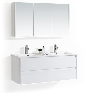 LIGANO Vanite perle 48 blanche dessus double porcelaine blanc