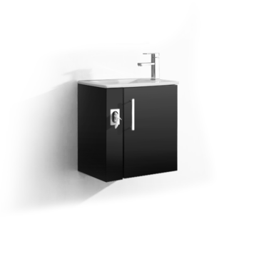 LIGANO Vanite amethyste noir lustre 21- 3/4x13x23 dessus porcelaine