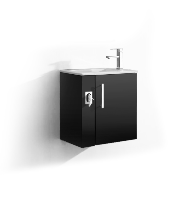 LIGANO Vanite amethyste noir lustre 21- 3/4x13x23 dessus porcelaine