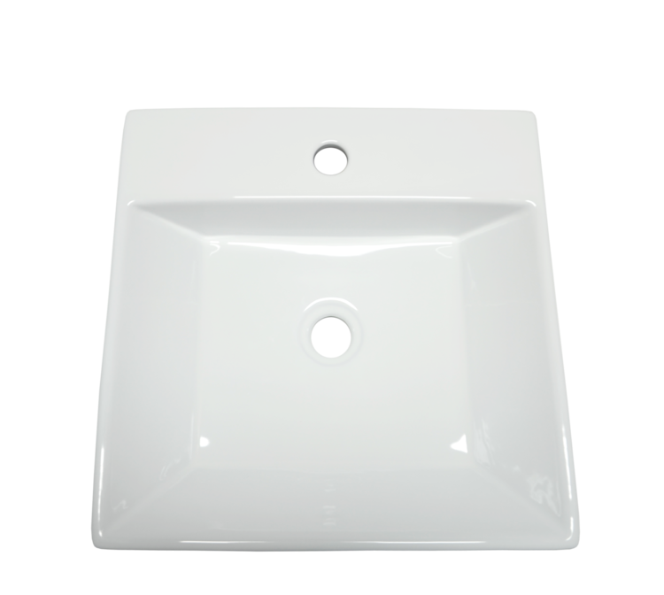 LIGANO Vasque carré moderno monotrou blanc lustré