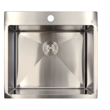 LIGANO Evier inox 22 x 20-1/2 sur/sous plan avec grille et crepine panier de luxe