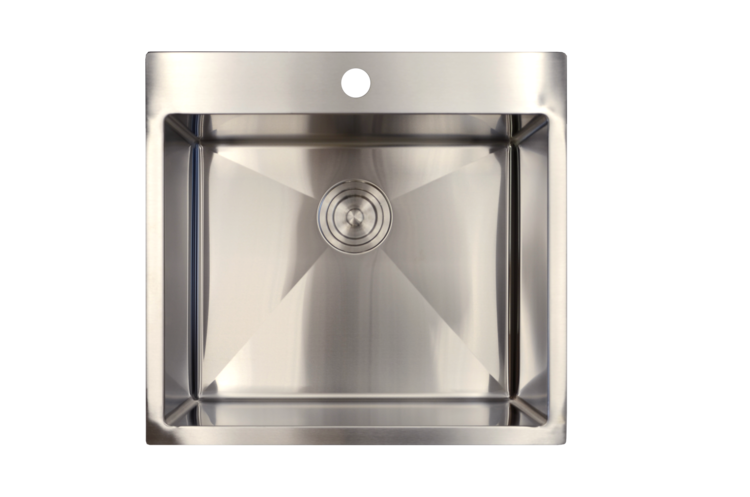 LIGANO Evier inox 22 x 20-1/2 sur/sous plan avec grille et crepine panier de luxe