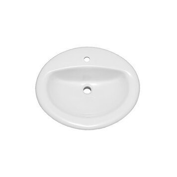PROFLO Lavabo oval sur plan rockaway 20-1/2 x 18 percé monotrou en porcelaine blanche