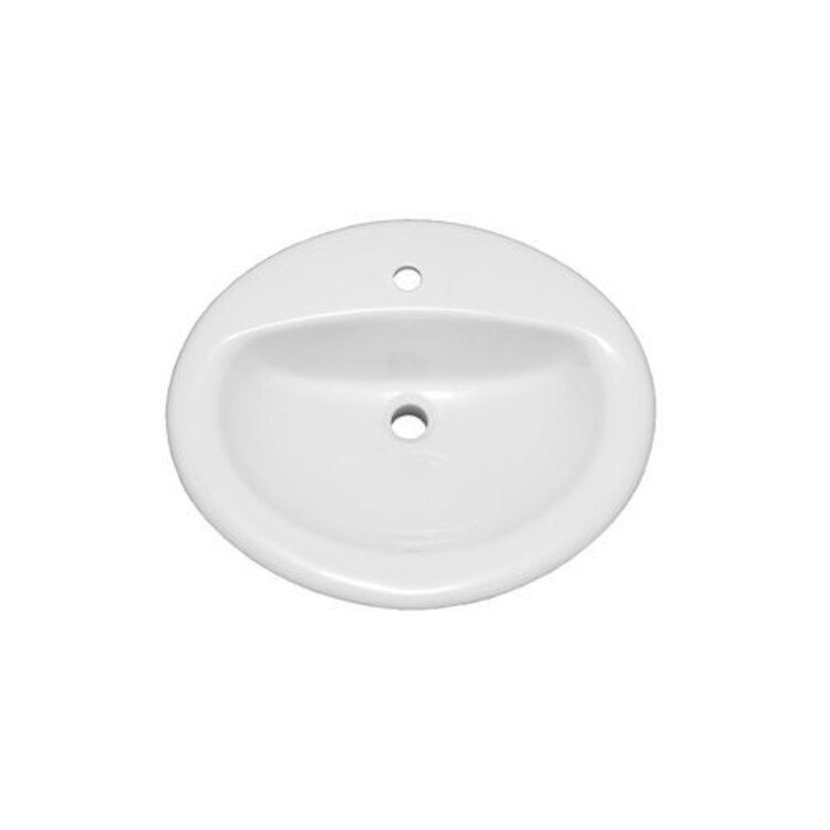 PROFLO Lavabo oval sur plan rockaway 20-1/2 x 18 percé monotrou en porcelaine blanche