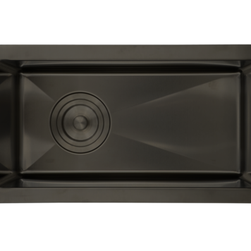 LIGANO EVIER BAR SOUS PLAN CUVE 10 X 19 STAINLESS NOIR AVEC GRILLE ET CREPINE PANIER DE LUXE