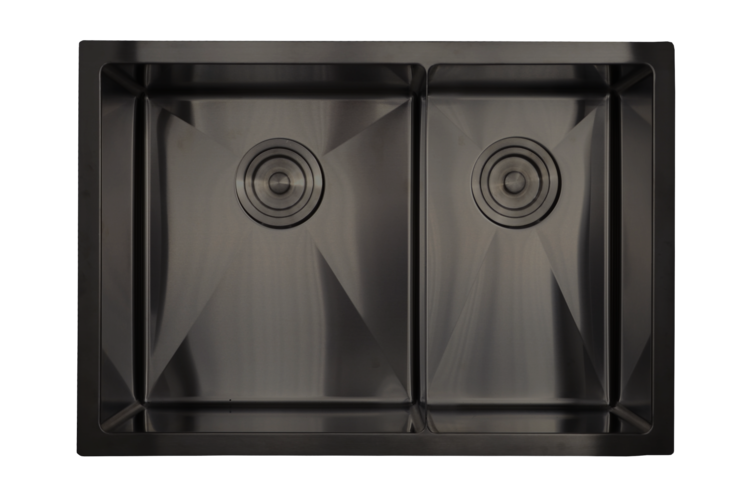 LIGANO Evier sous plan 26x18 1 cuve 1/2 2 profondeurs stainless noir avec grille et crepine panier de luxe