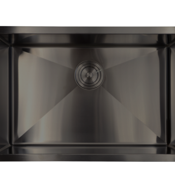 LIGANO Evier simple sous-plan stainless noir avec grille et crepine panier de luxe 27x18x9