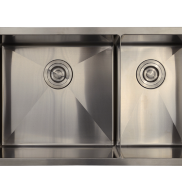 LIGANO Evier sous plan 31x18x9 1 et 1/2 cuves stainless avec grille et crepine panier de luxe