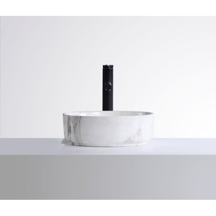 INTER DISTRIBUTION VASQUE EVERLY ROND 14D X 4-3/4H EFFET MARBRE BLANC/GRIS