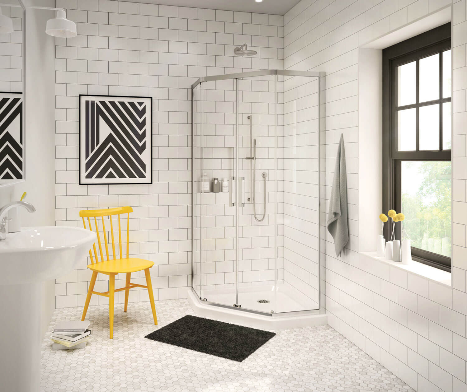 PORTE DE DOUCHE RADIA NEO-ANGLE 36 X 36 X 71-1/2H CHROME - Léopold