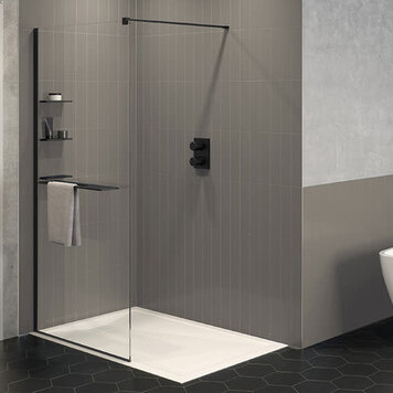 FLEURCO Demo ÉCRAN DE DOUCHE VECTRA 10MM DROITE NOIRE MATTE AVEC ACCESSOIRES