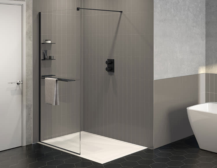 FLEURCO Demo ÉCRAN DE DOUCHE VECTRA 10MM DROITE NOIRE MATTE AVEC ACCESSOIRES