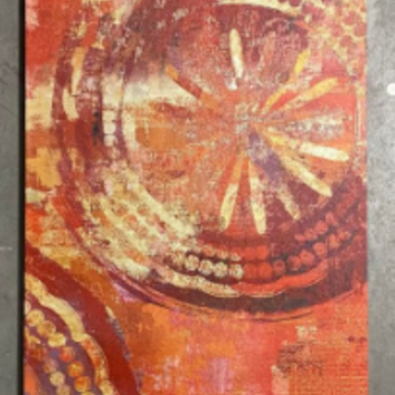 Cadre floral rouge/orange 12 x 36po