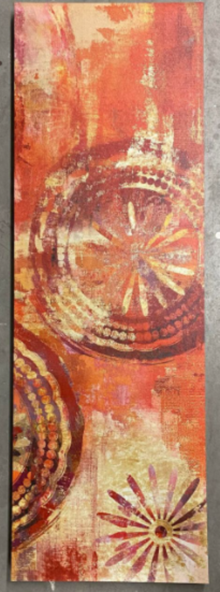 Cadre floral rouge/orange 12 x 36po