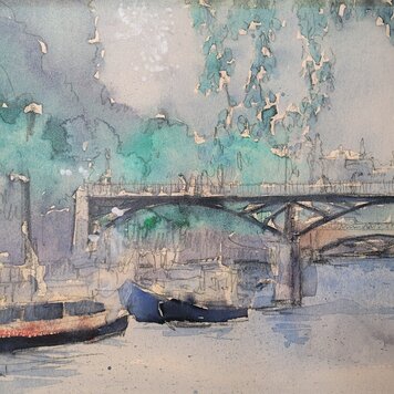 Toile venice watercolors V 44 x 33po