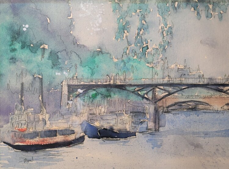 TOILE VENICE WATERCOLORS V 44X33