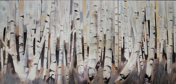 TOILE SWAY BOULEAUX BLANC/TAUPE 30X60