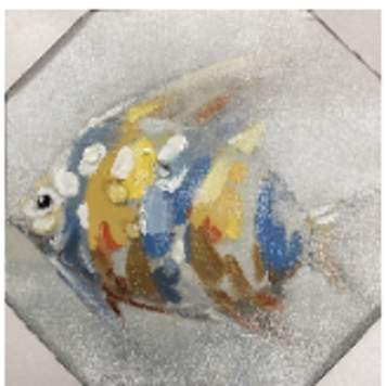 Cadre puffer fish II 12 x 12po multicolor