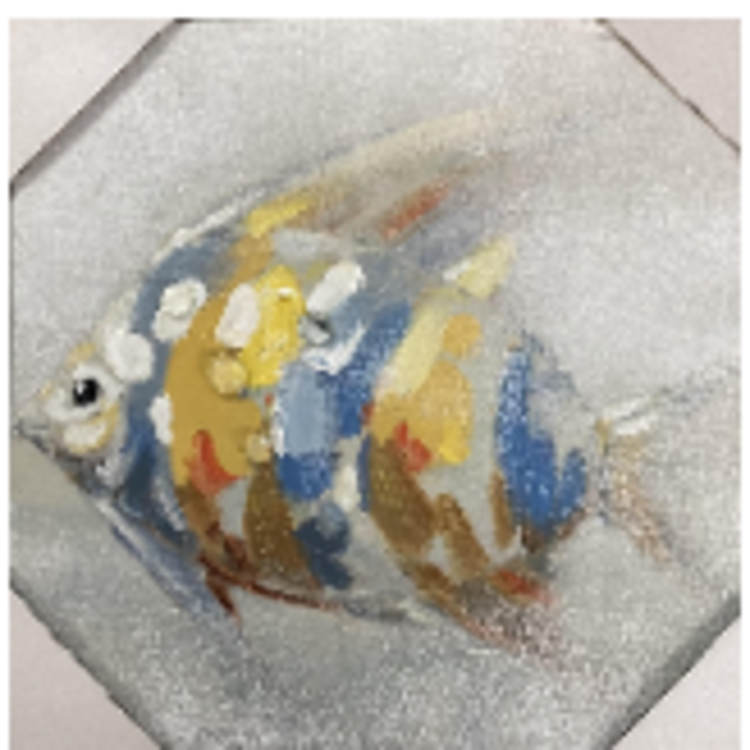 CADRE PUFFER FISH II POISSON PALE 12X12