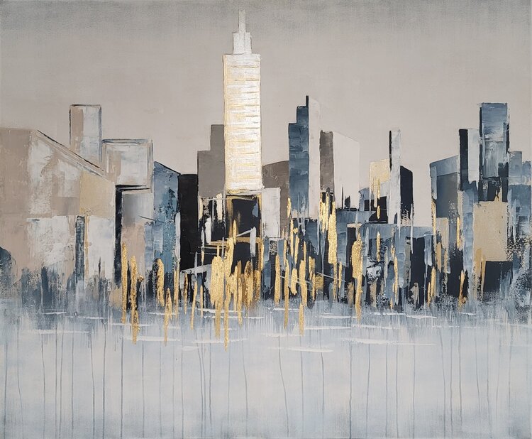CADRE RISING CITY 60X50 VILLE OR