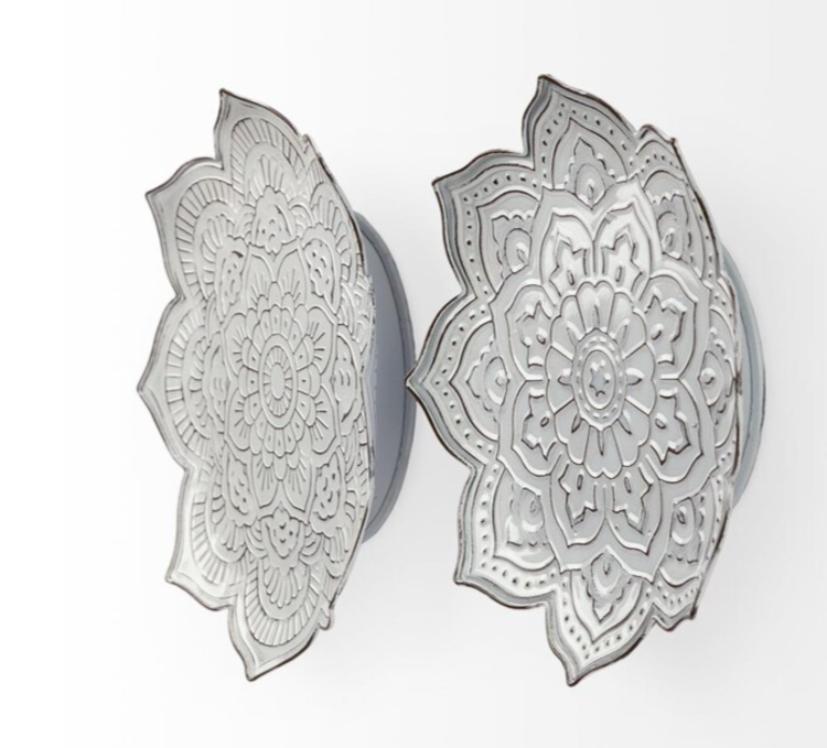 MERCANA GRANDE FLEUR MURALE MIRANDA EN METAL BLANCHE (UNITÉ)