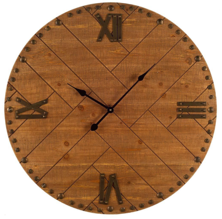 MERCANA Horloge herringbone bois parquet 30po