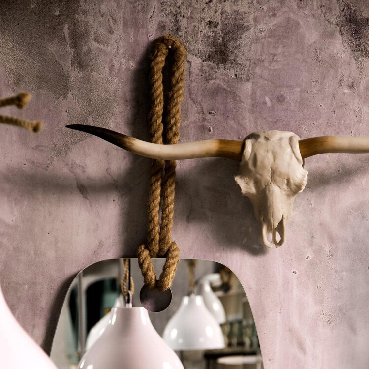 RENWIL Discontinué - Crâne en résine installation murale blanche/brune