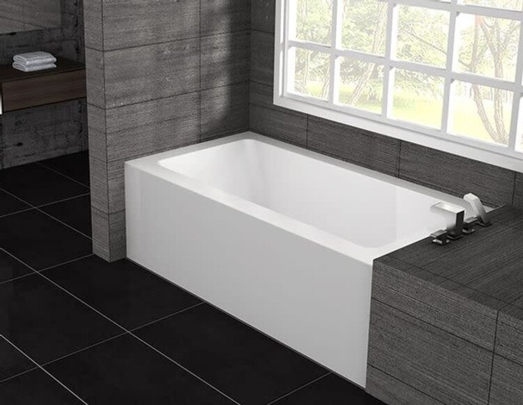 OCEANIA BAIN EN ALCOVE PURE 60X30 DRAIN DROIT BLANC