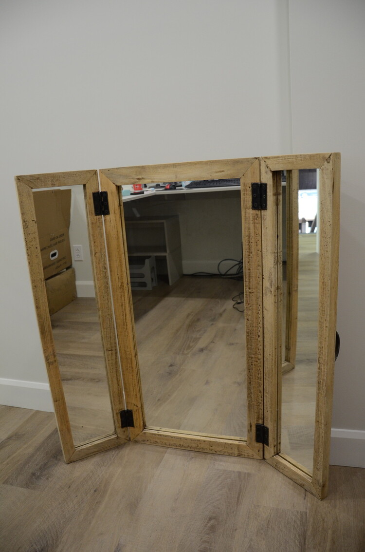 Discontinué - Miroir cassidy triple en bois vintage 34x18
