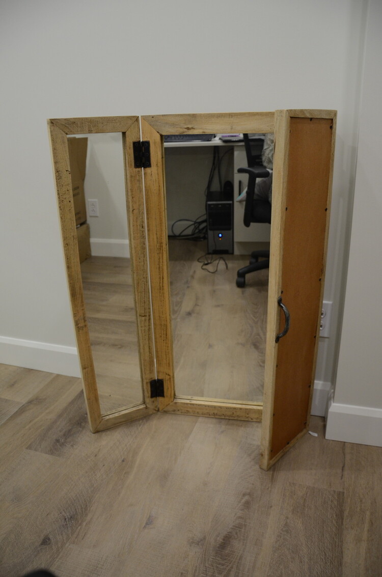 Discontinué - Miroir cassidy triple en bois vintage 34x18