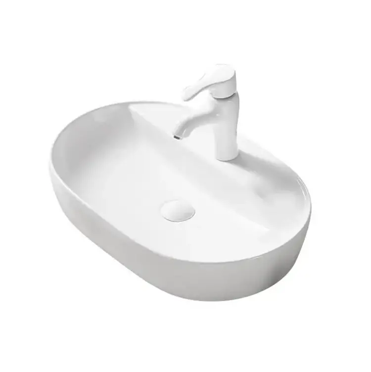 LIGANO Vasque spaggia grande 24 x 16 x 4 3/4po porcelaine blanc lustre
