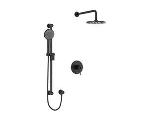 Colonne De Douche Thermostatique Ronde Fini Noir Mat Avec Douche Pluie, Douchette Et Bec De Bain | Bain Dépôt