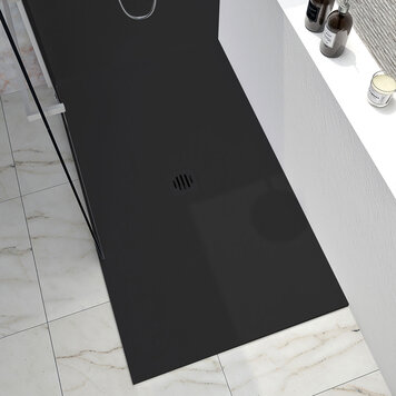 ZITTA Base roc slate 48x36 drain central noir mat