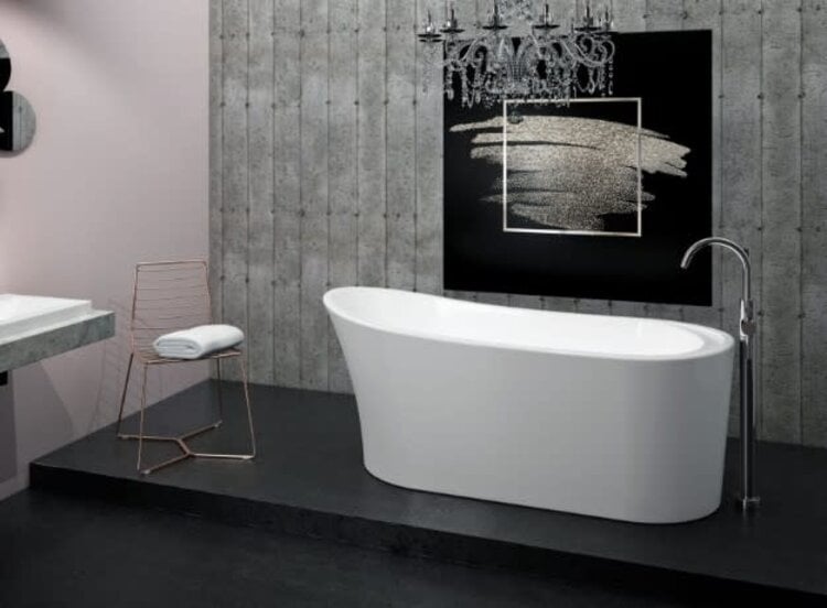 NEPTUNE Demo-bain paris autoportant 1 piece 32x66 drain chrome blan