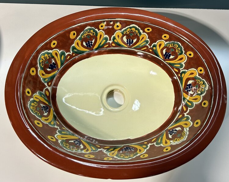 Démo - lavabo style mexicain encastre porcelaine sans trou
